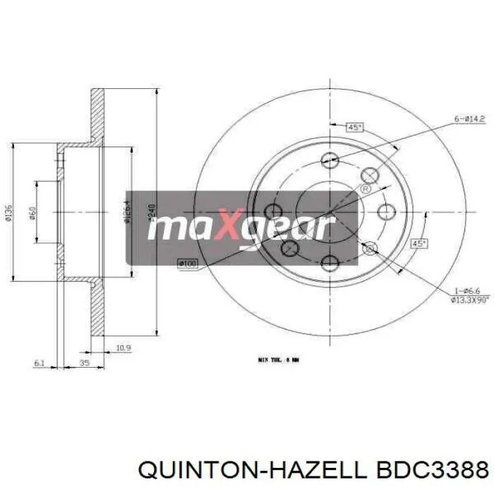 BDC3388 QUINTON HAZELL freno de disco delantero