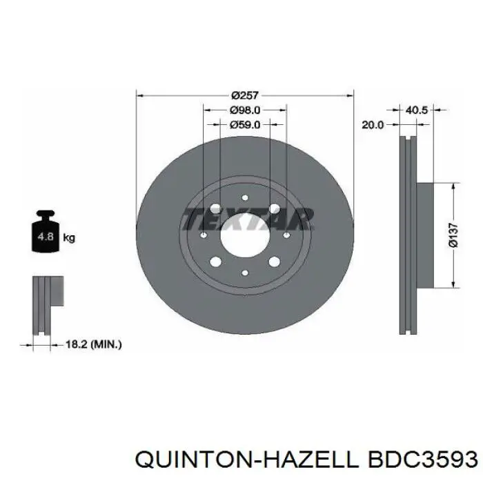 BDC3593 QUINTON HAZELL freno de disco delantero