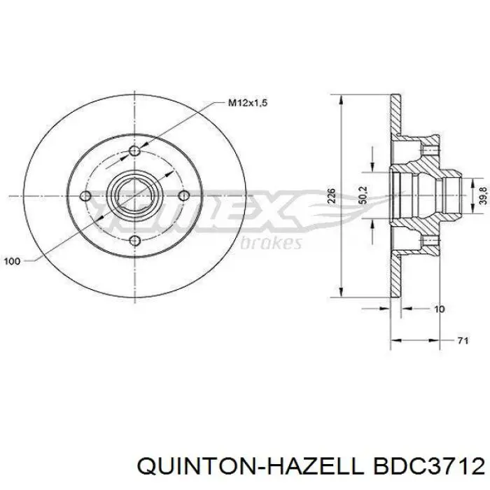 BDC3712 QUINTON HAZELL disco de freno trasero