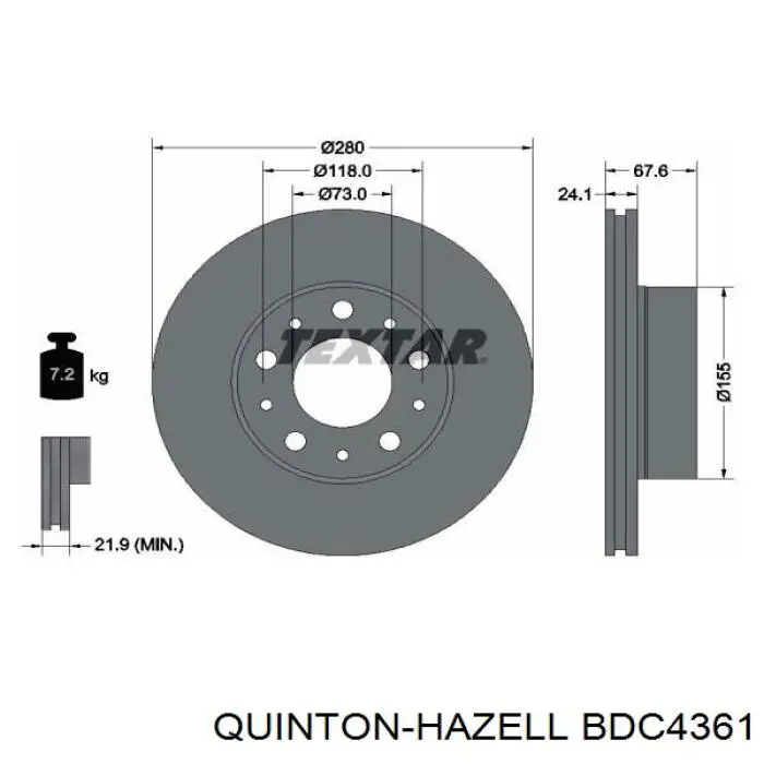 BDC4361 QUINTON HAZELL freno de disco delantero