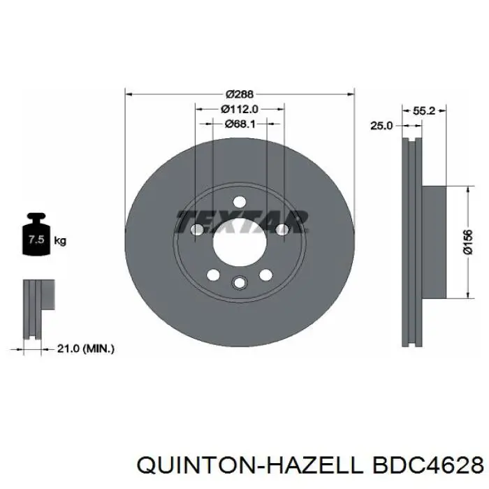 BDC4628 QUINTON HAZELL freno de disco delantero