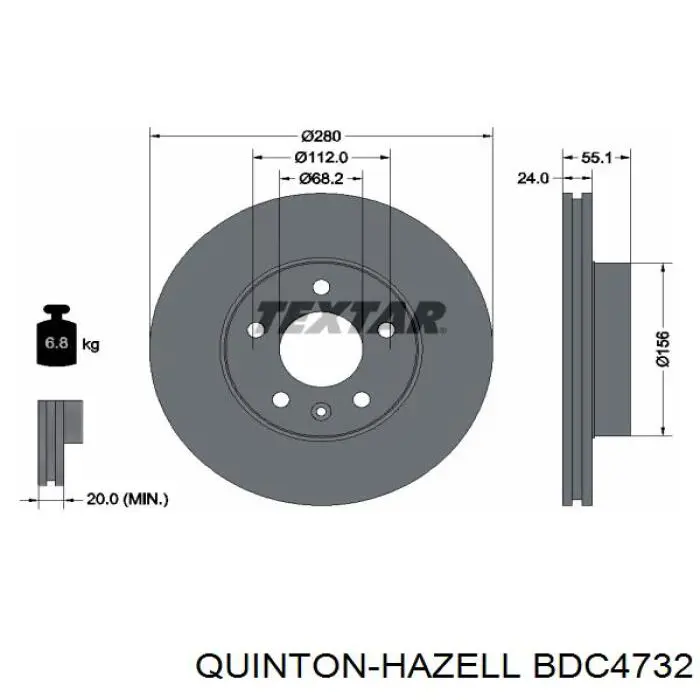 BDC4732 QUINTON HAZELL freno de disco delantero