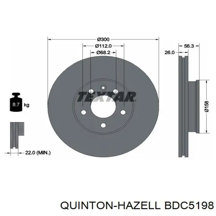 BDC5198 QUINTON HAZELL freno de disco delantero