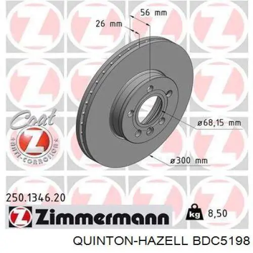 Disco de freno BDS1281 Jurid/Bendix