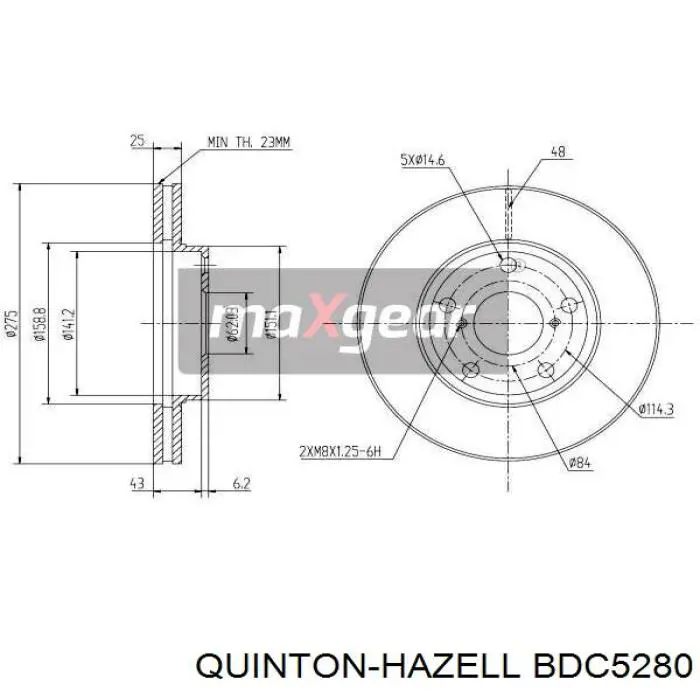 BDC5280 QUINTON HAZELL freno de disco delantero