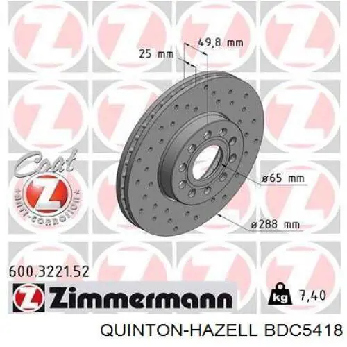 Freno de disco delantero Volkswagen Caddy 2 9K9