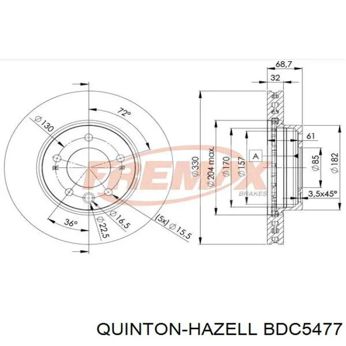 Disco de freno BDC5477 QUINTON HAZELL