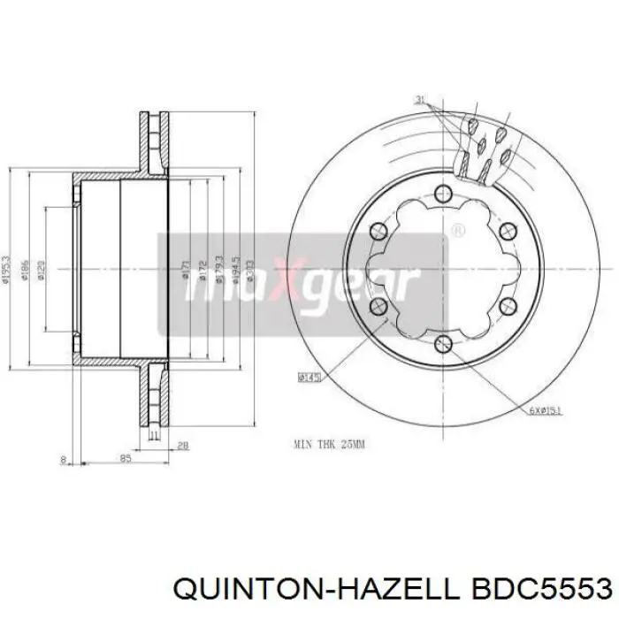 BDC5553 QUINTON HAZELL disco de freno trasero