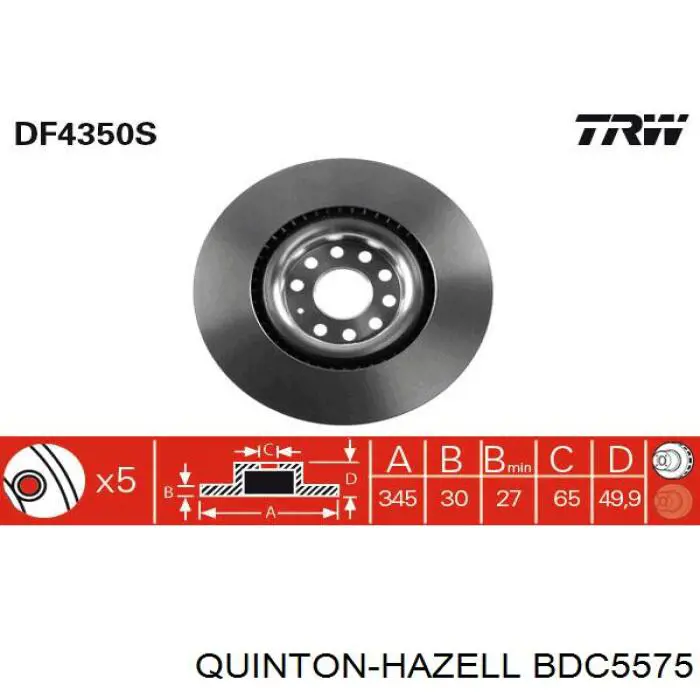 BDC5575 QUINTON HAZELL freno de disco delantero