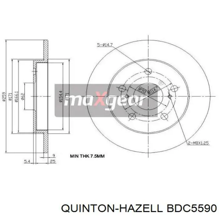 BDC5590 QUINTON HAZELL disco de freno trasero