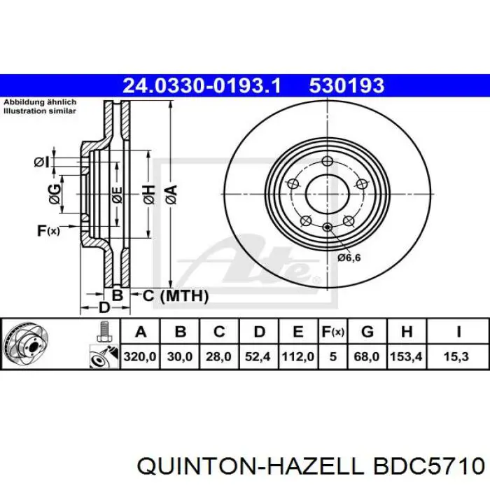 BDC5710 QUINTON HAZELL freno de disco delantero