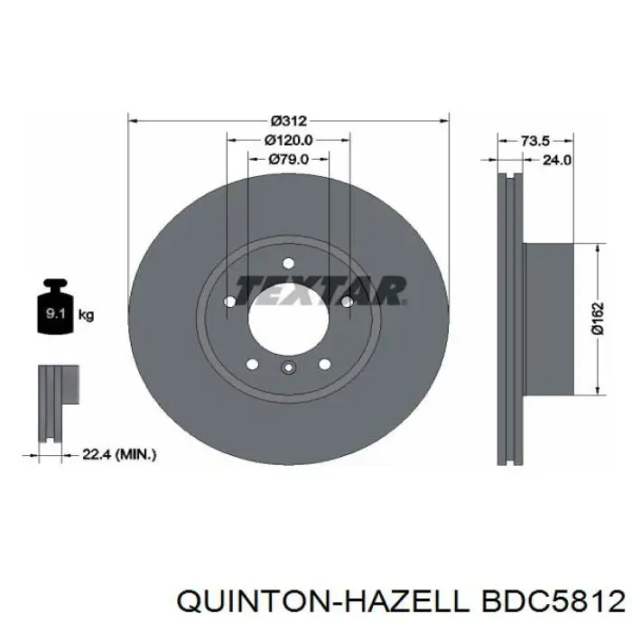 BDC5812 QUINTON HAZELL freno de disco delantero