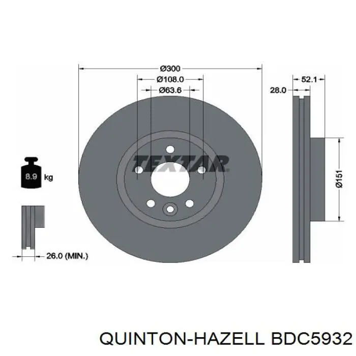 BDC5932 QUINTON HAZELL freno de disco delantero