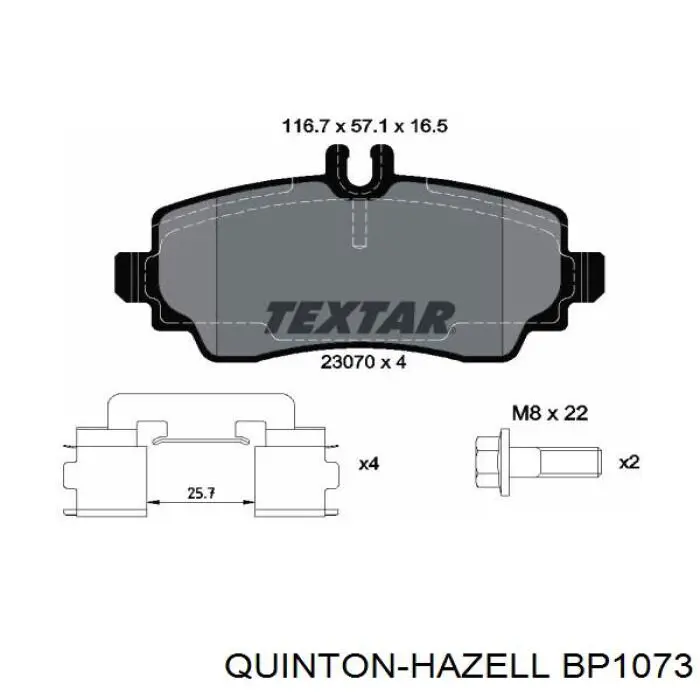 BP1073 QUINTON HAZELL pastillas de freno delanteras
