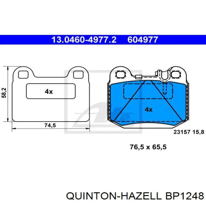 BP1248 QUINTON HAZELL pastillas de freno traseras