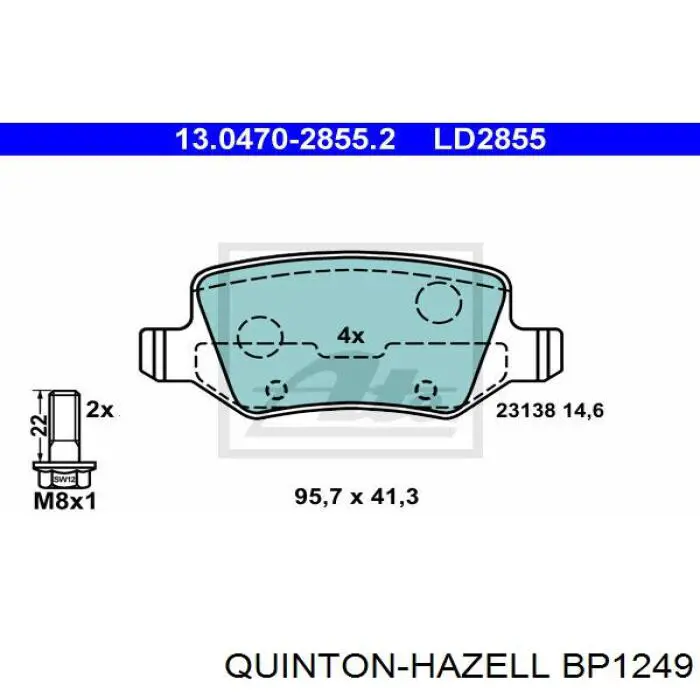 BP1249 QUINTON HAZELL pastillas de freno traseras