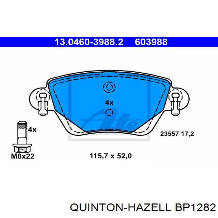 BP1282 QUINTON HAZELL pastillas de freno traseras