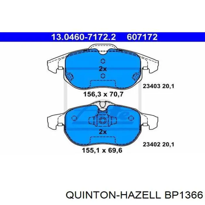 BP1366 QUINTON HAZELL pastillas de freno delanteras