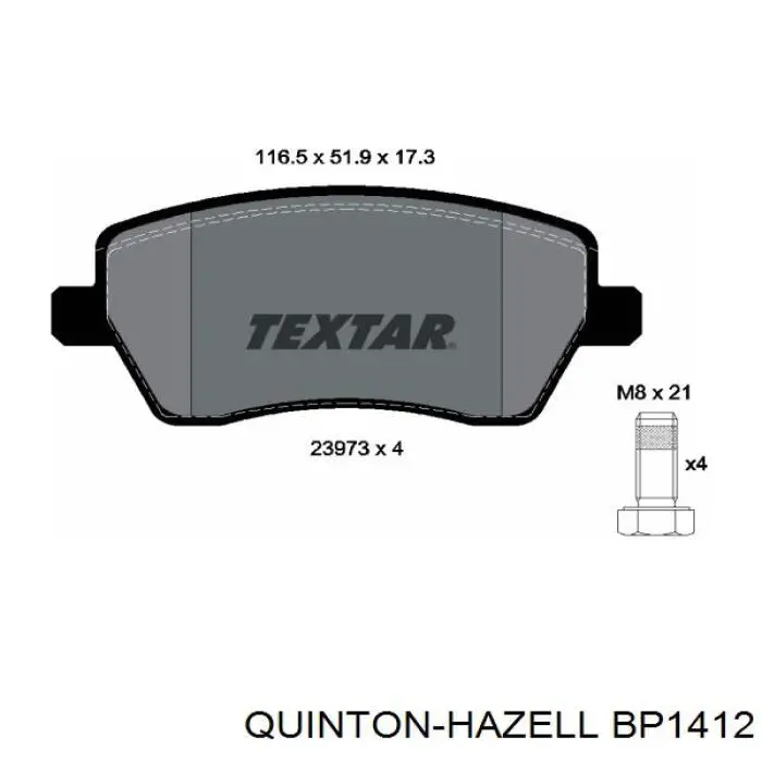 BP1412 QUINTON HAZELL pastillas de freno delanteras