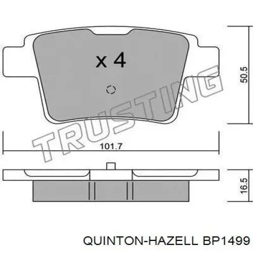 BP1499 QUINTON HAZELL pastillas de freno traseras