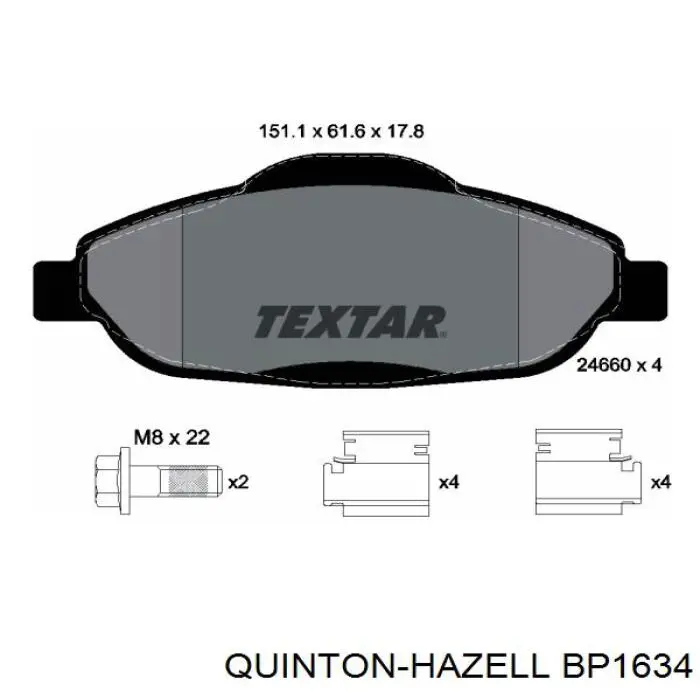 BP1634 QUINTON HAZELL pastillas de freno delanteras