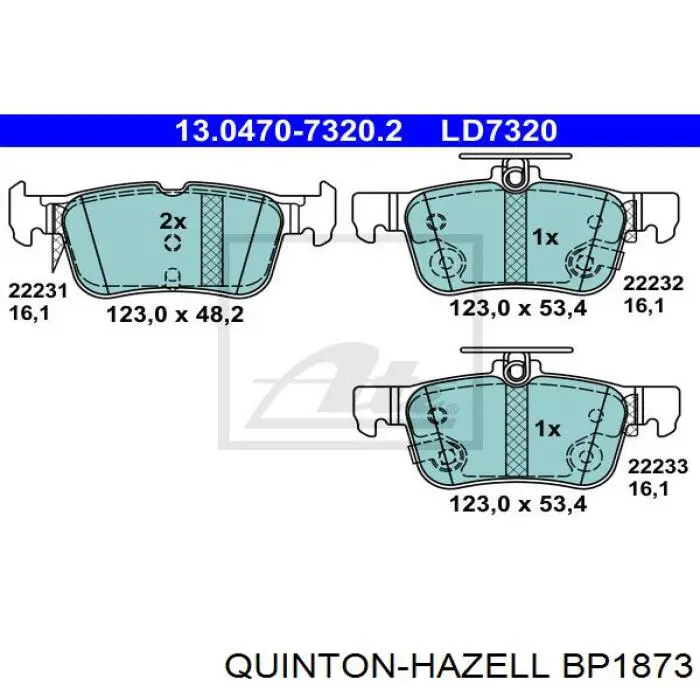 BP1873 QUINTON HAZELL pastillas de freno traseras