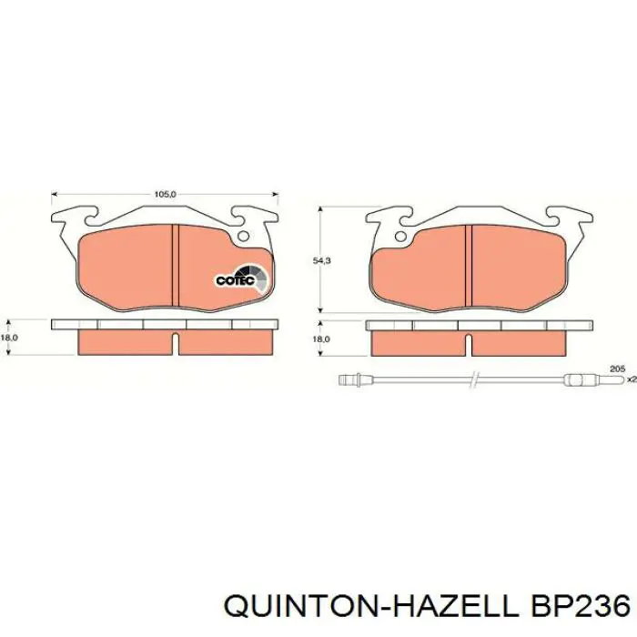 BP236 QUINTON HAZELL pastillas de freno delanteras