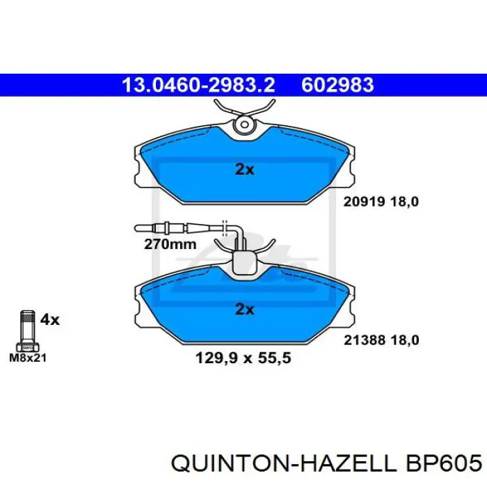 BP605 QUINTON HAZELL pastillas de freno delanteras