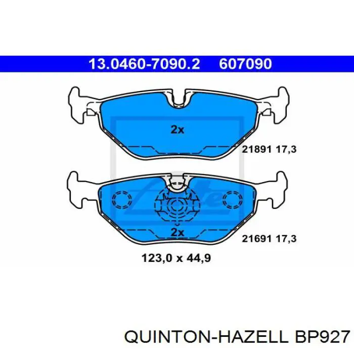 BP927 QUINTON HAZELL pastillas de freno traseras