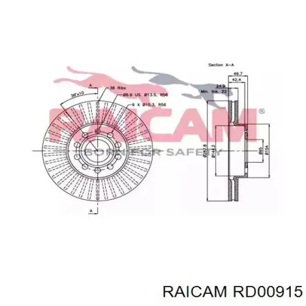 Freno de disco delantero Volkswagen Caddy 2 9K9