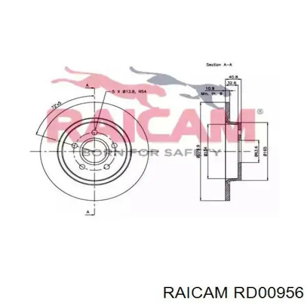 Disco de freno trasero Volvo V40 525, 526