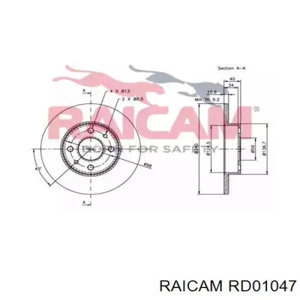 Disco de freno trasero Alfa Romeo 146 930