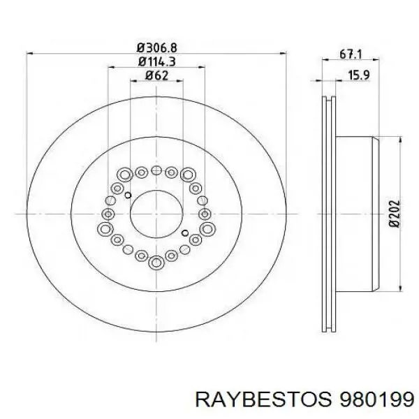 980199 Raybestos disco de freno trasero