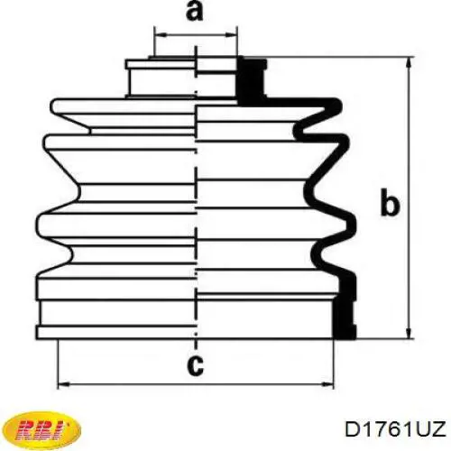 D1761UZ RBI fuelle, árbol de transmisión delantero exterior