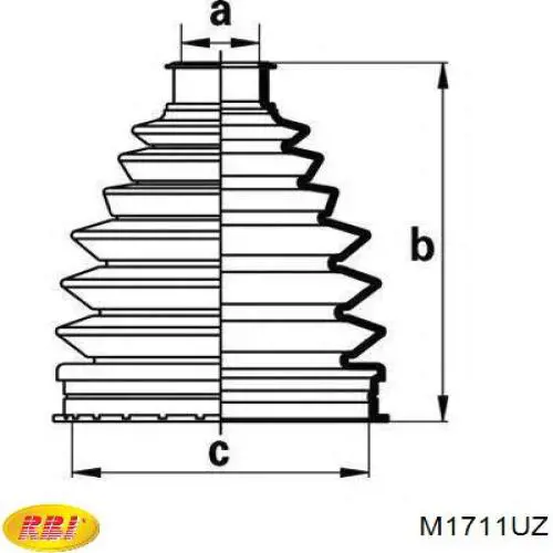 M1711UZ RBI fuelle, árbol de transmisión delantero exterior