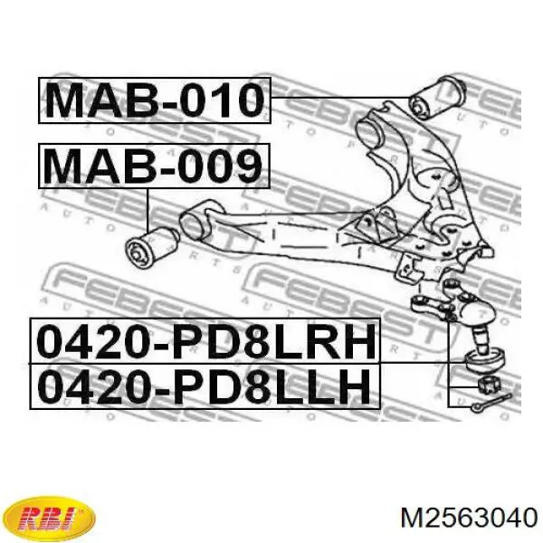 Silentblock del brazo de suspensión M2563040 RBI