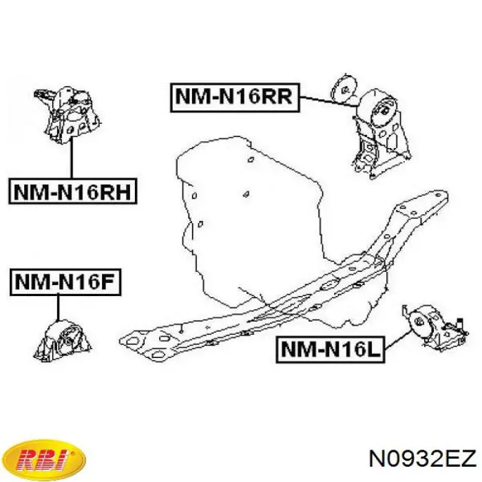N0932EZ RBI soporte de motor trasero