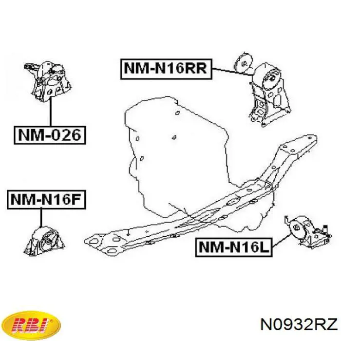 N0932RZ RBI soporte de motor derecho