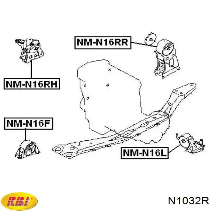 N1032R RBI soporte de motor derecho