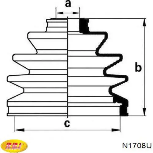 N1708U RBI fuelle, árbol de transmisión delantero exterior