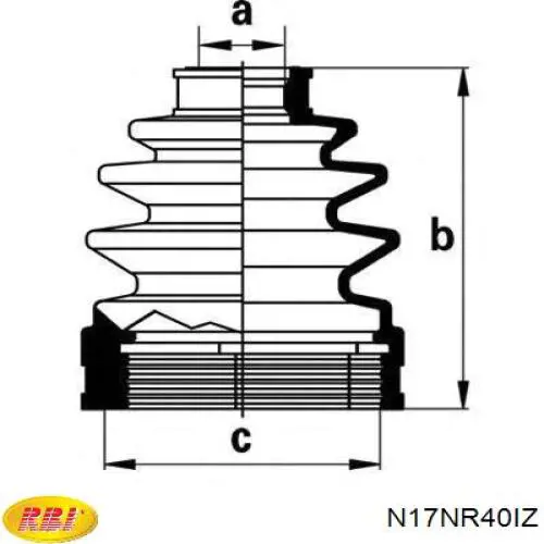 N17NR40IZ RBI fuelle, árbol de transmisión trasero interior