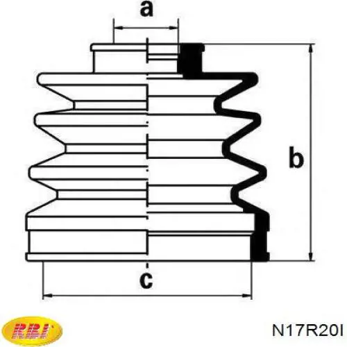 Fuelle de semieje delantero interior N17R20I RBI