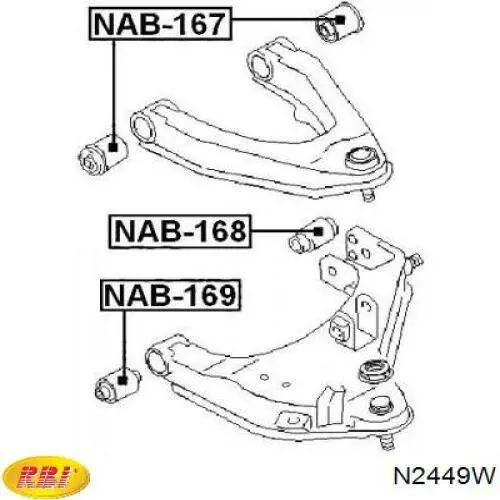 N2449W RBI silentblock de suspensión delantero inferior