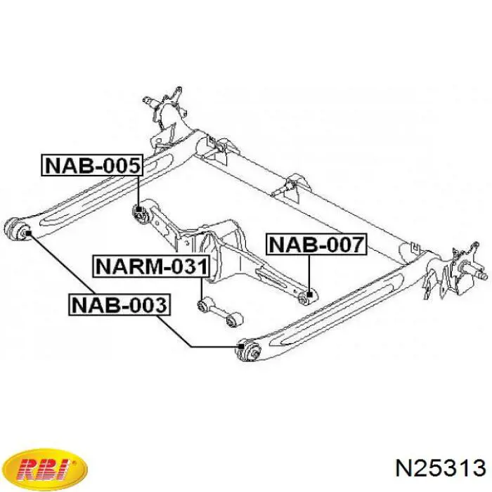 N25313 RBI silentblock de brazo suspensión trasero transversal