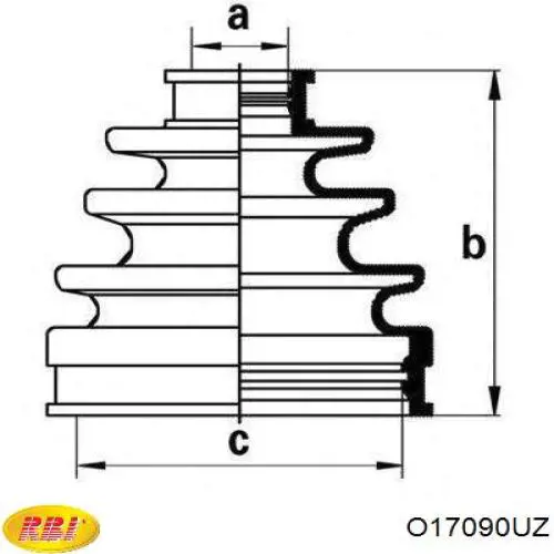 O17090UZ RBI fuelle, árbol de transmisión delantero exterior