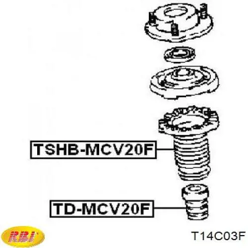 T14C03F RBI almohadilla de tope, suspensión delantera