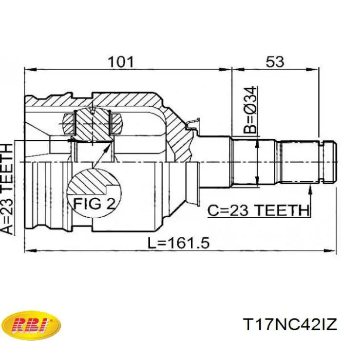 t17nc42iz RBI fuelle, árbol de transmisión delantero interior