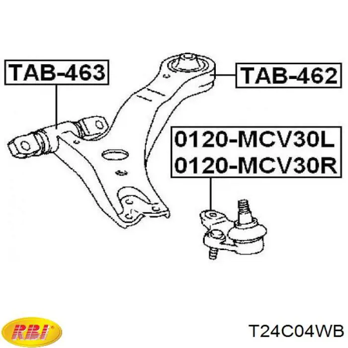 T24C04WB RBI Silentblock de brazo de suspensión delantero inferior