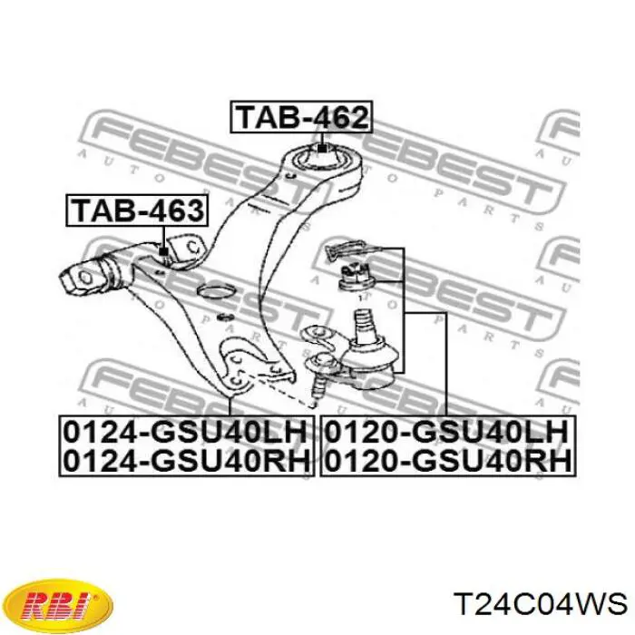 T24C04WS RBI Silentblock de brazo de suspensión delantero inferior