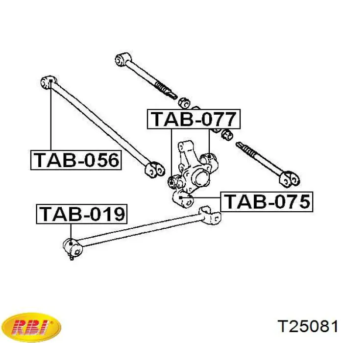 Silentblock de brazo transversal de suspensión trasera T25081 RBI